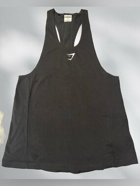 Gymshark Black Racerback Training Tank with White Logo